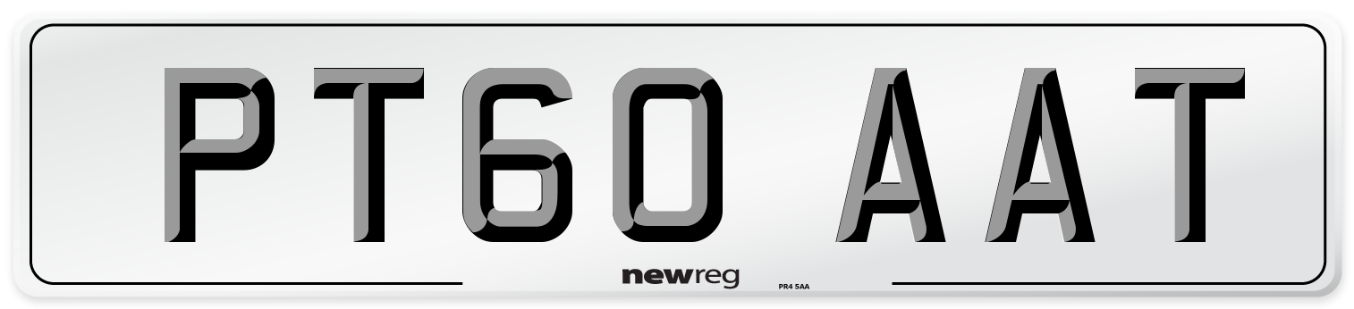 PT60 AAT Number Plate from New Reg